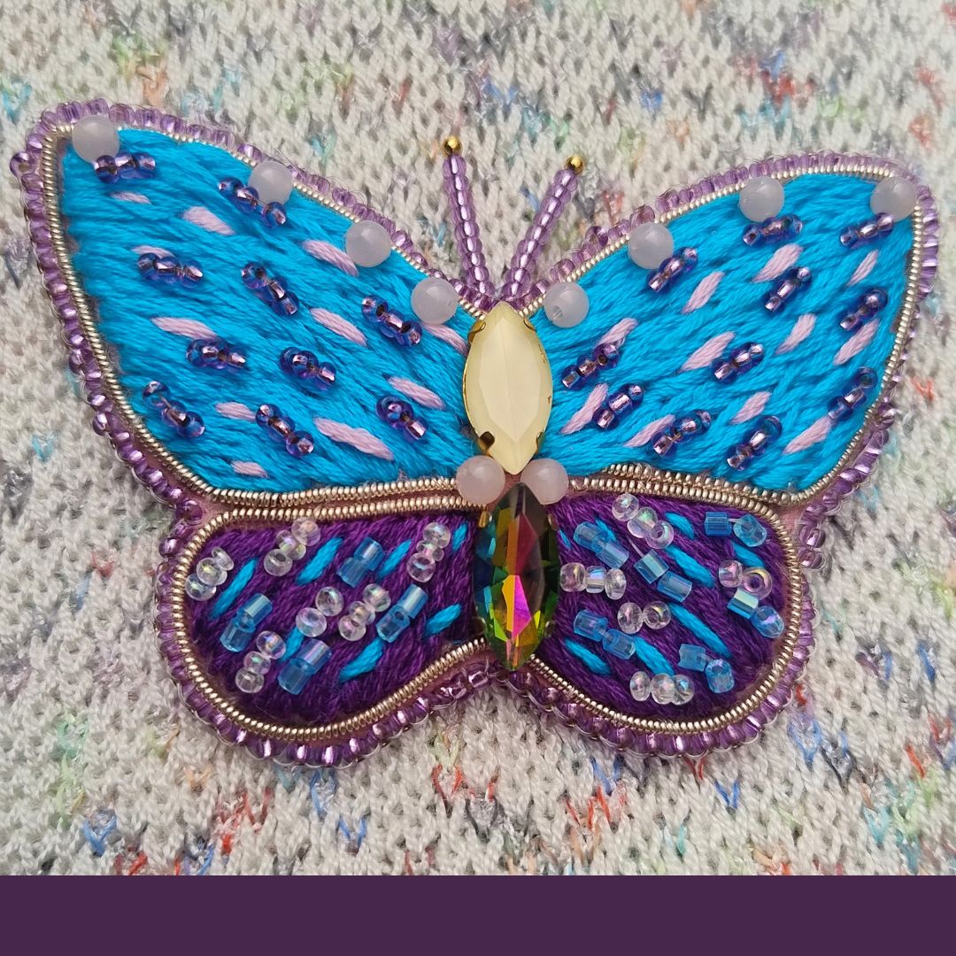 Mariposa Alada en Turquesa y Amatista - vista 2