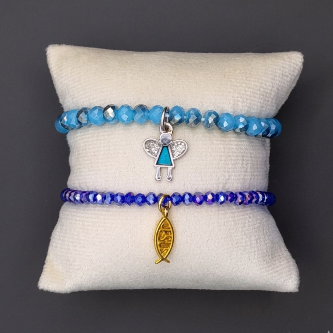 Dúo Armonía Celeste: Pulseras de la Fe y Protección - Bisutería artesanal