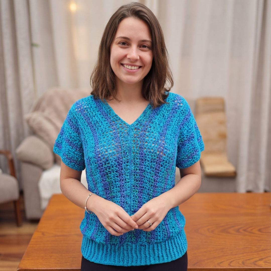 Alma de Océano - Blusa Artesanal en Degradé - Crochet artesanal