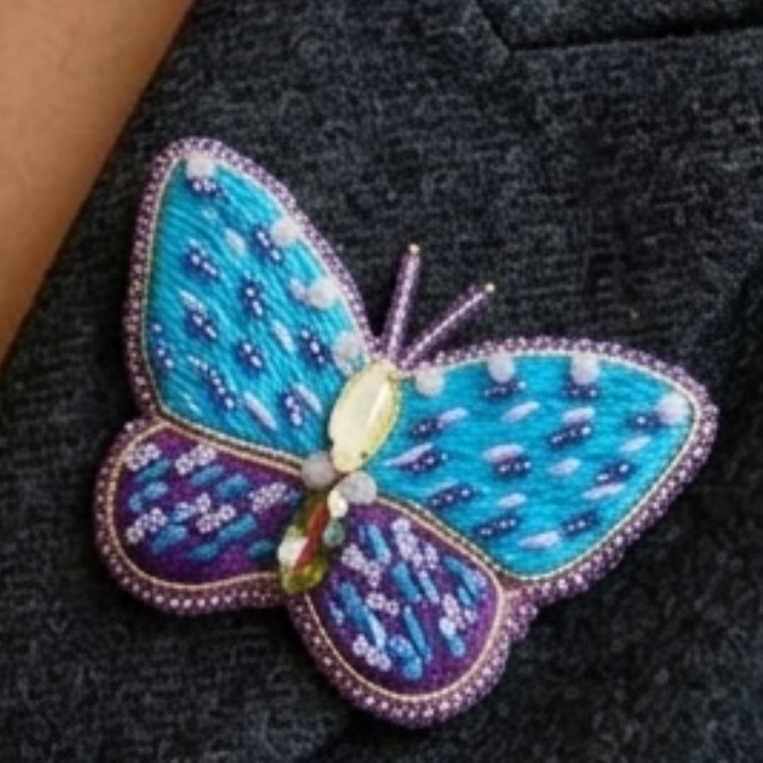 Mariposa Alada en Turquesa y Amatista - Bisutería artesanal